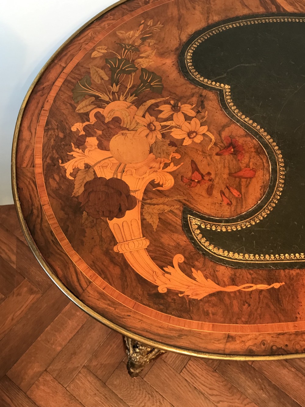 Desk, writing table , circa 1870. Antique kidney shaped desk. View IX