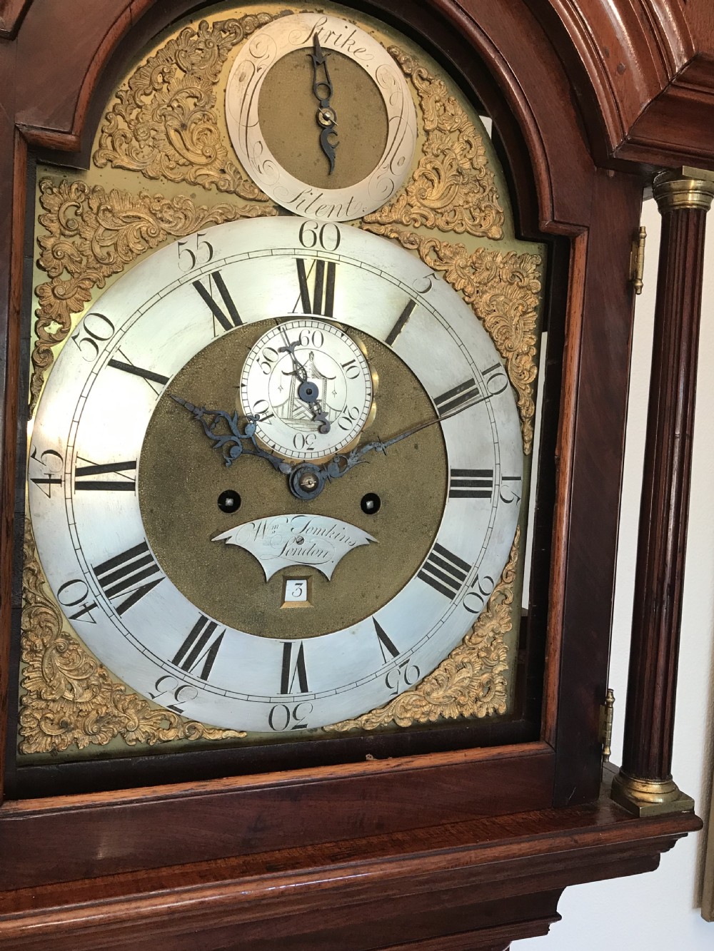 Georgian long case, grandfather clock, circa 1775 View X