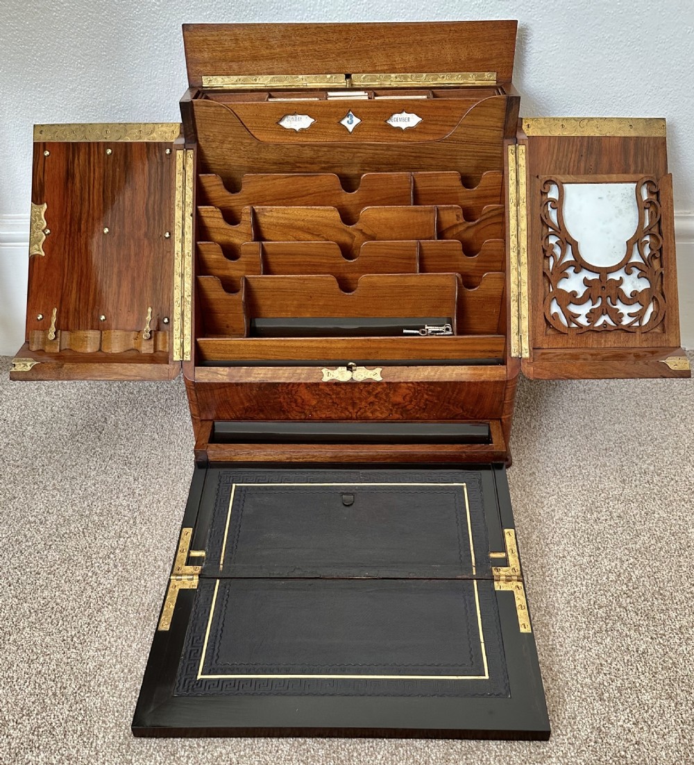 Victorian walnut stationery, cabinet, Desk. Circa 1880.