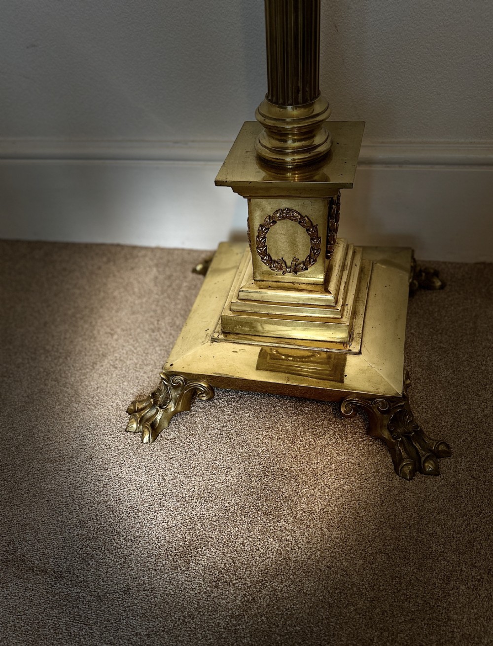 A good and large telescopic standard lamp circa 1900. Lighting  View V