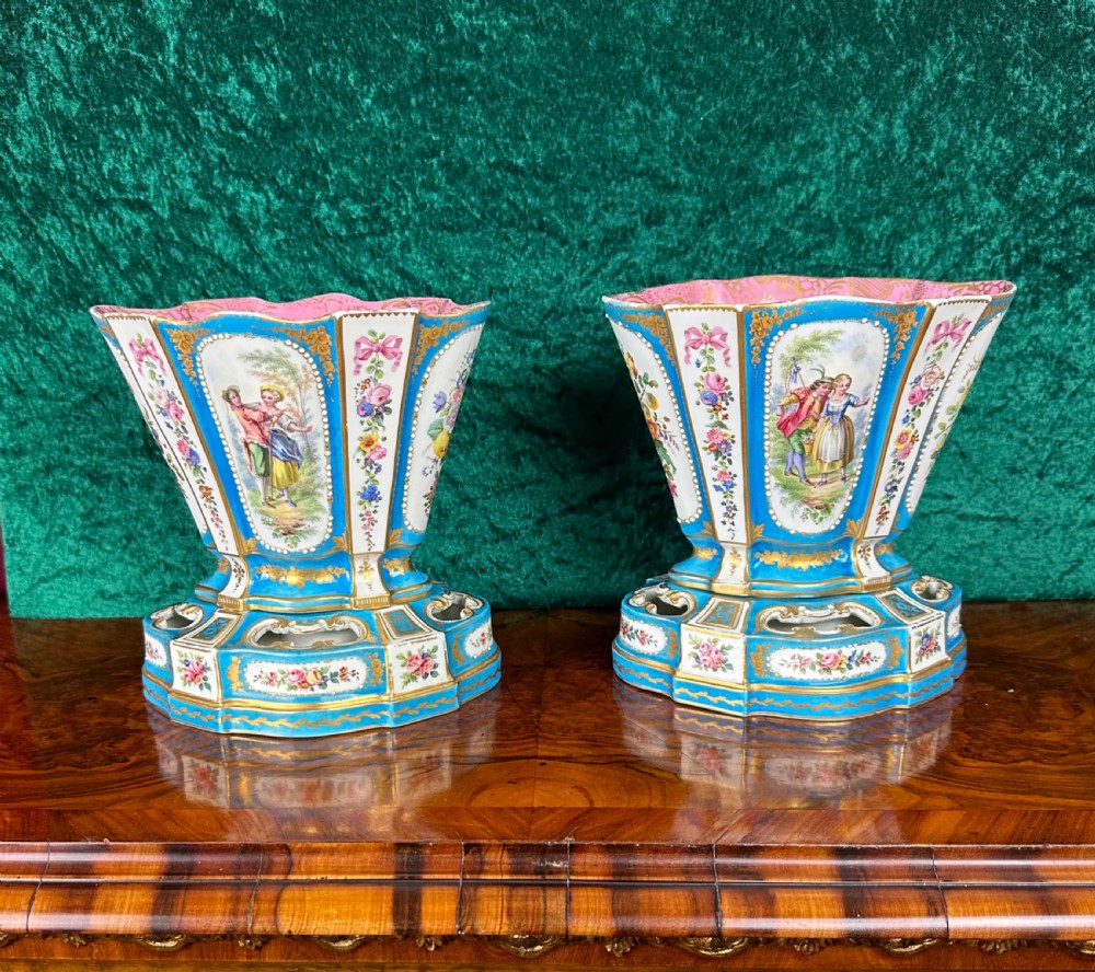 Pair of sectional vases, circa 1890