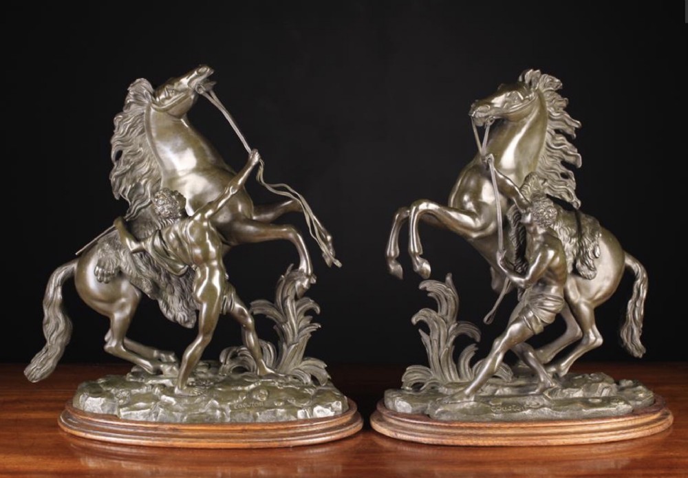Pair of Marley horses circa 1875. Bronze.