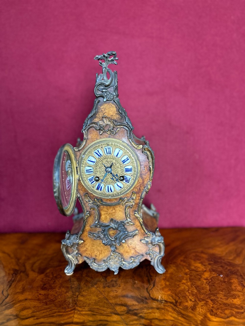 French mantle clock circa 1880 8 day striking mantel clock. View V