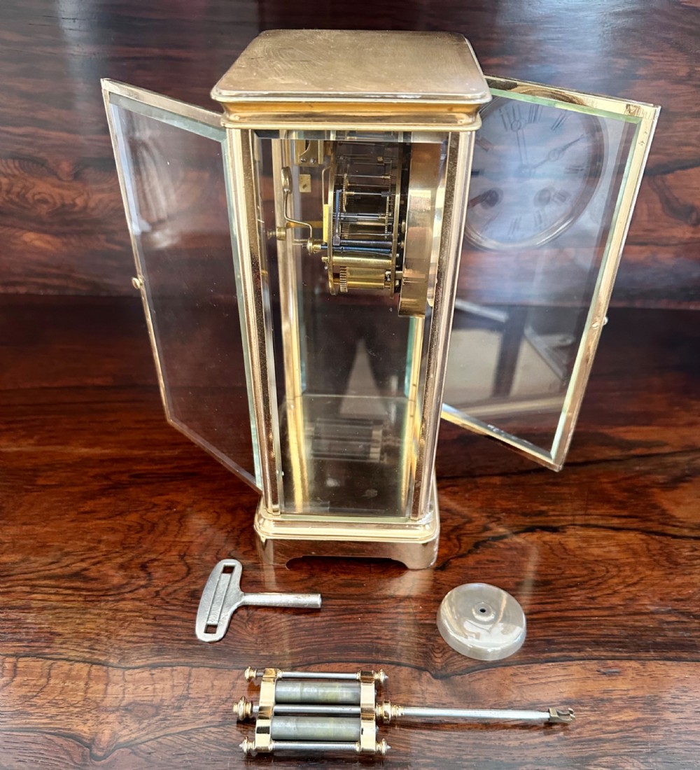 Four glass mantle clock, striking, library, French clock, circa 1900 View VI