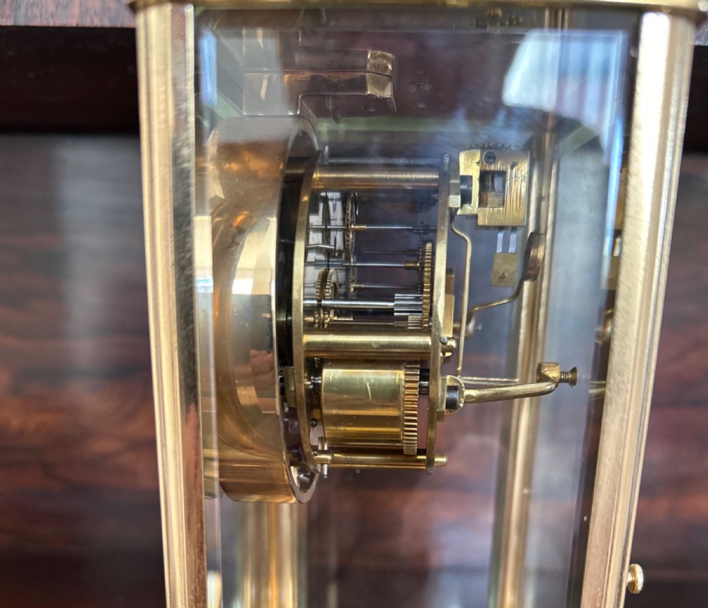 Four glass mantle clock, striking, library, French clock, circa 1900 View VII