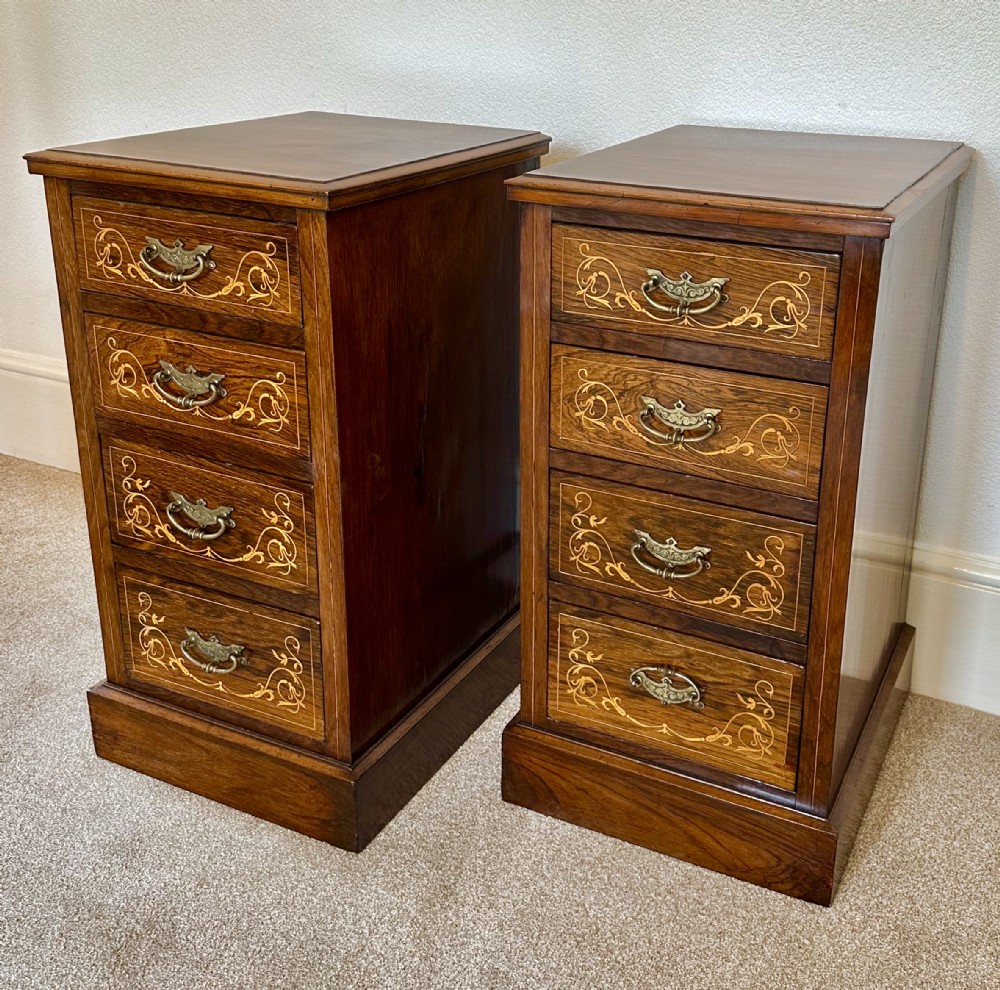 Pair of Marquetry cabinets circa 1900. Bedside cabinets 