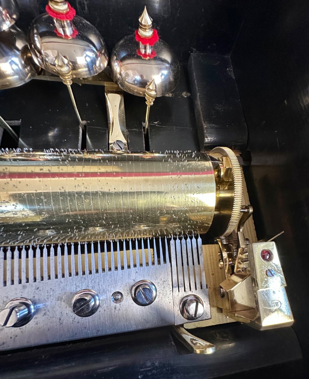 Exceptional quality Music Box circa 1875. Music Box with drums & bells View III