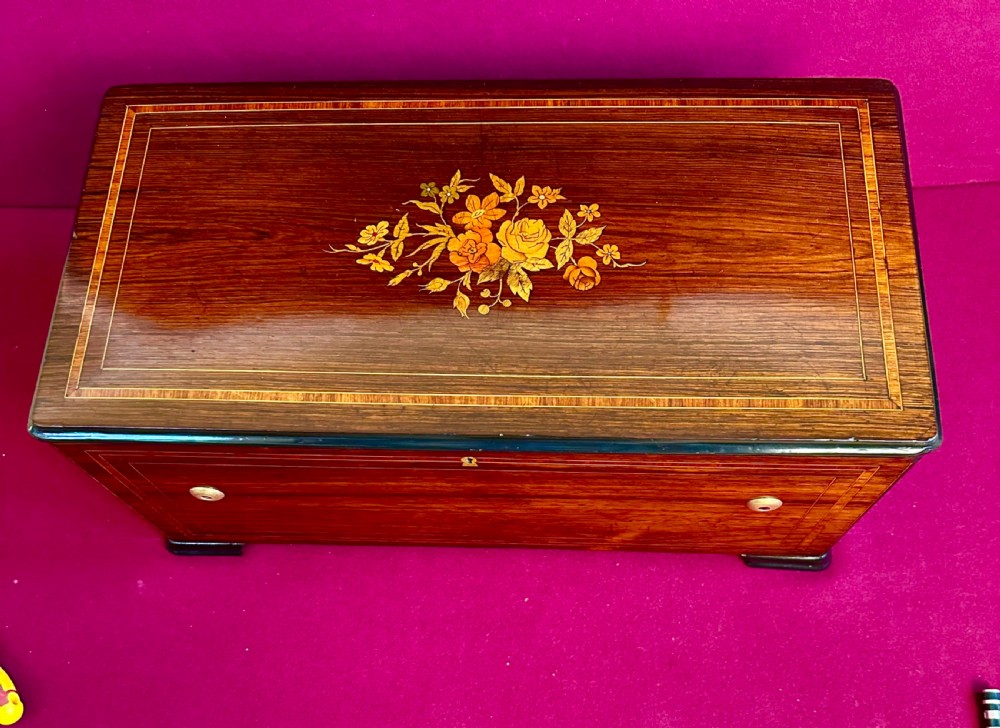 Exceptional quality Music Box circa 1875. Music Box with drums & bells View VI
