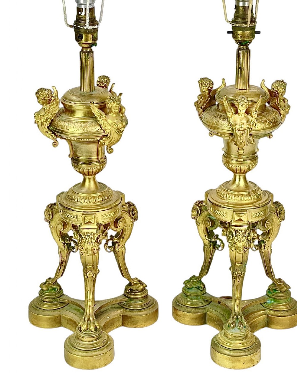 Outstanding pair  of Ormolu lamps circa 1875