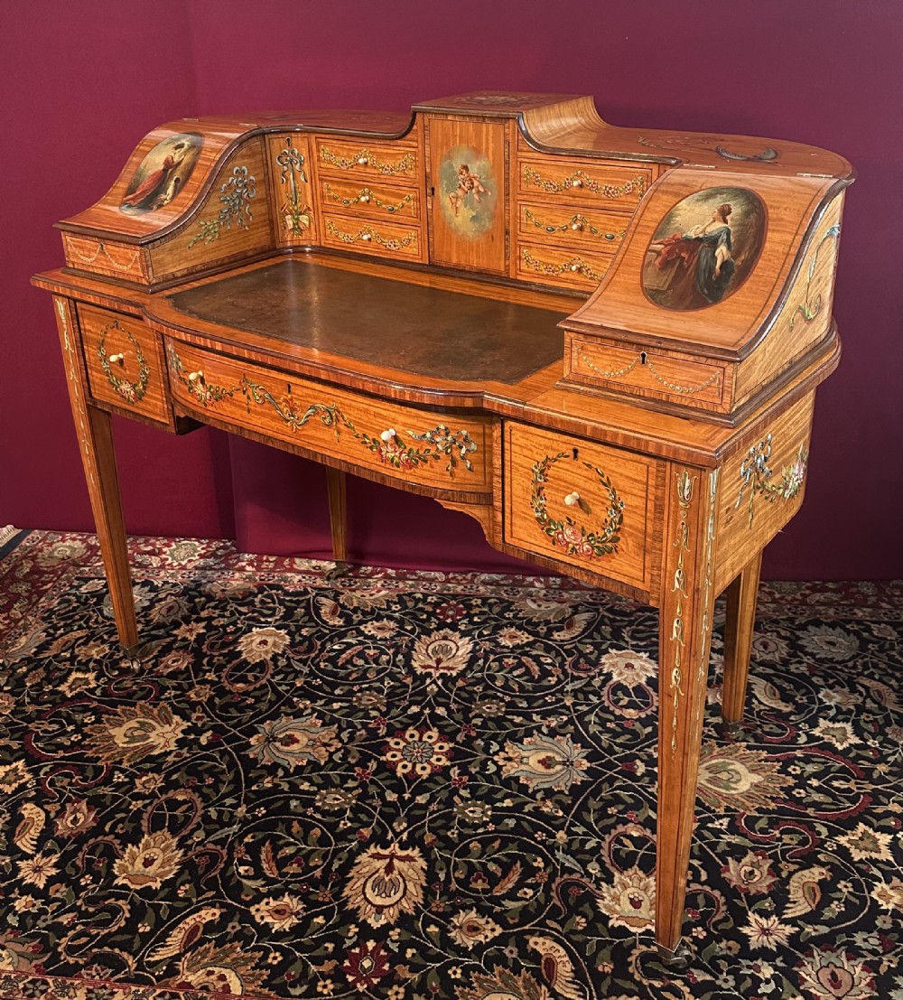 Satinwood Carlton house desk. Circa 1860. Writing table.