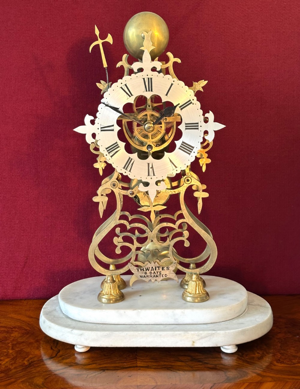 Skeleton Clock circa 1880. Mantle clock. 8 day duration, Mantel clock View III