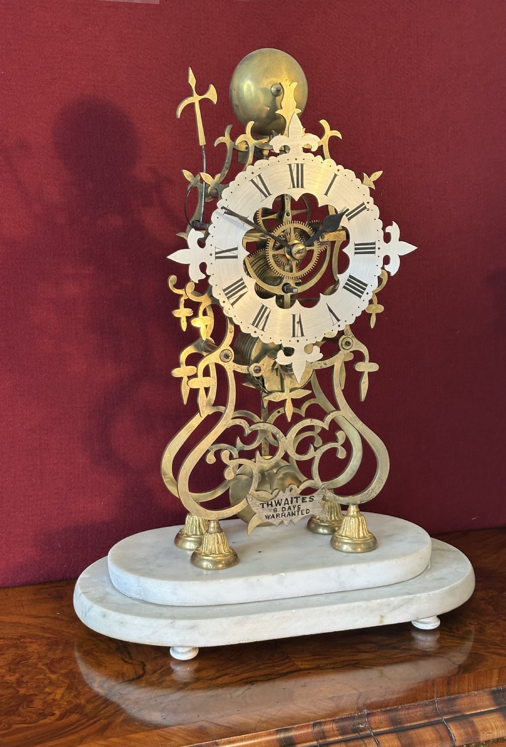 Skeleton Clock circa 1880. Mantle clock. 8 day duration, Mantel clock View IV