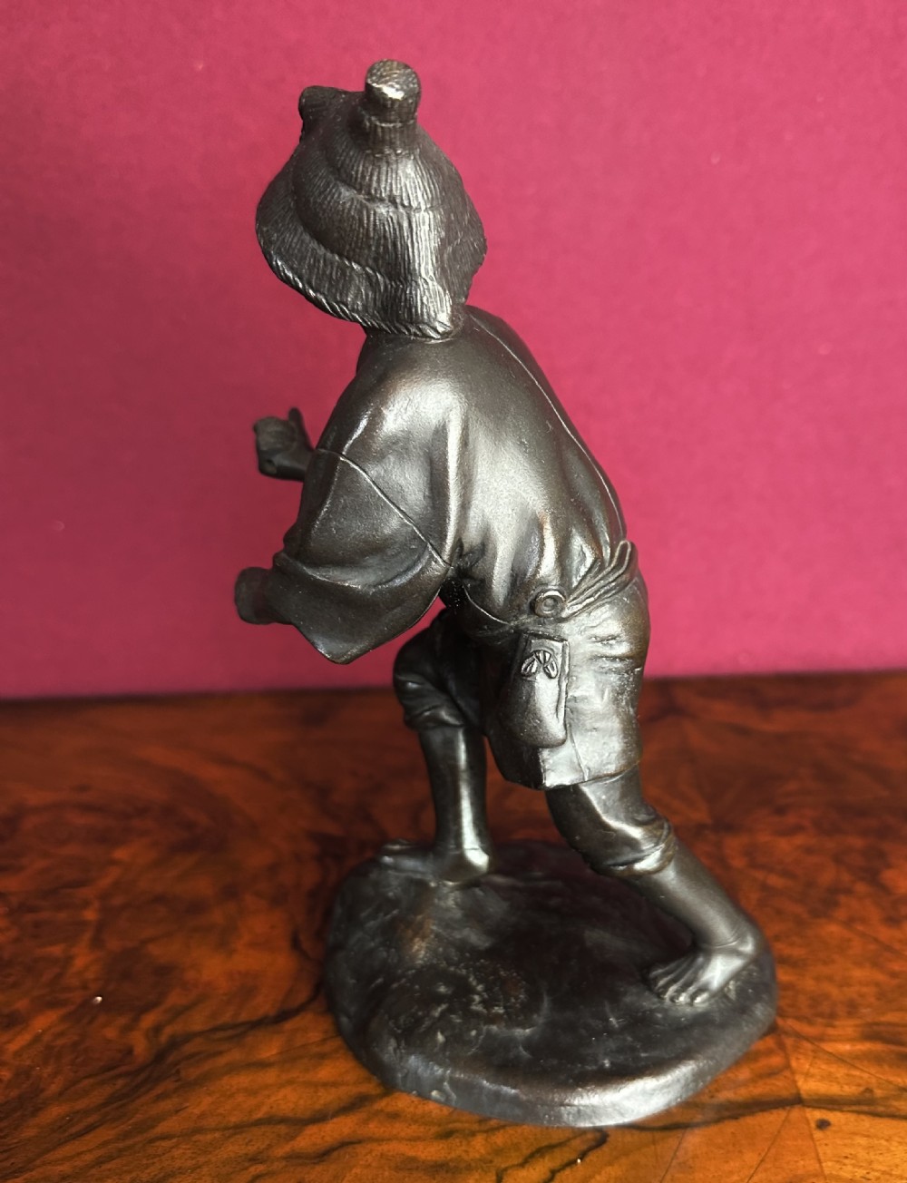 Bronze figure of a Japanese fisherman circa 1890. Japanese bronze.. View II