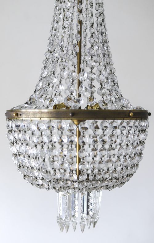 LARGE ANTIQUE FRENCH CRYSTAL BAG BALLOON CHANDELIER CIRCA 1910 - ADDITIONAL PHOTO 2