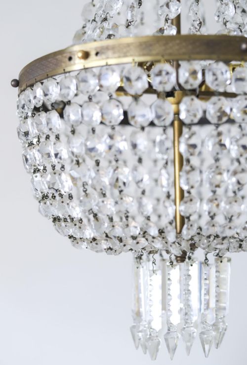 LARGE ANTIQUE FRENCH CRYSTAL BAG BALLOON CHANDELIER CIRCA 1910 - ADDITIONAL PHOTO 3