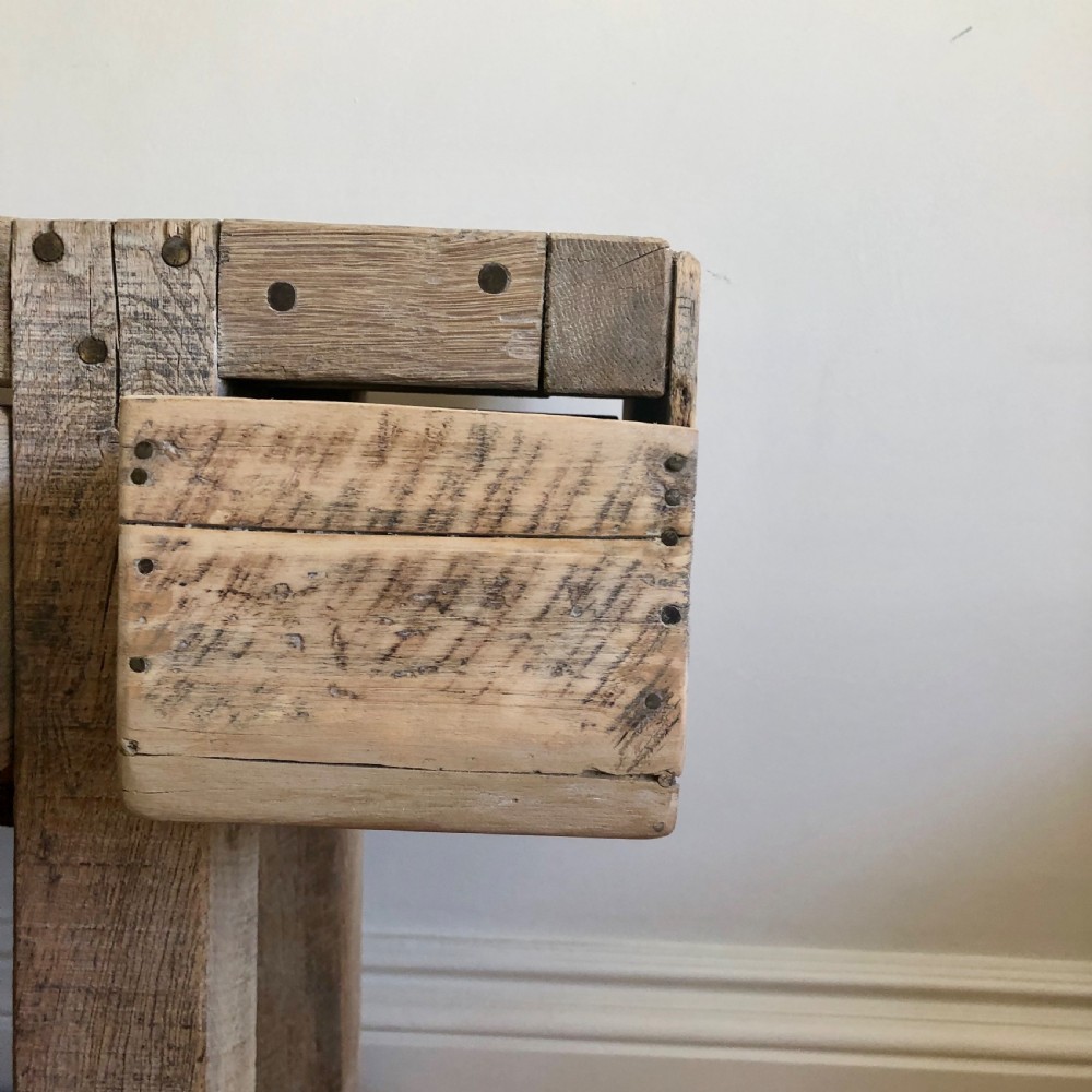 Antique French industrial work bench with vice View V