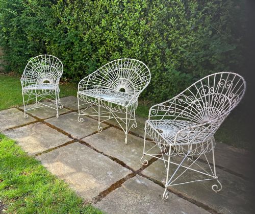 GARDEN BENCH WITH PAIR OF MATCHING CHAIRS - ADDITIONAL PHOTO 2