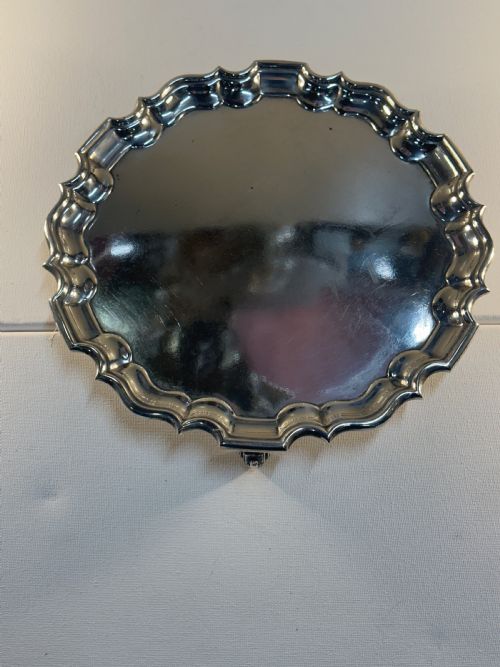 Silver scalloped edge tray hall marked London 1909  Thomas Bellamy & son silver weight 680 grm  original order 