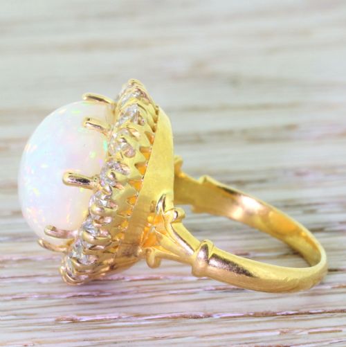 fig 2. Retro 5.00 Carat Opal & 1.36 Carat Old Cut Diamond Ring, circa 1945
