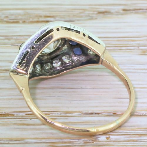 fig 3. Art Deco 1.75 Carat Old Cut Diamond & Sapphire Cluster Ring, circa 1940
