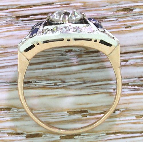 fig 4. Art Deco 1.75 Carat Old Cut Diamond & Sapphire Cluster Ring, circa 1940
