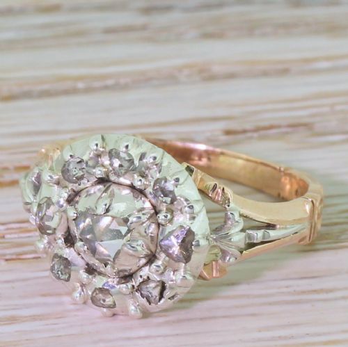 Georgian 0.50 Carat Rose Cut Diamond Cluster Ring, Circa 1830
