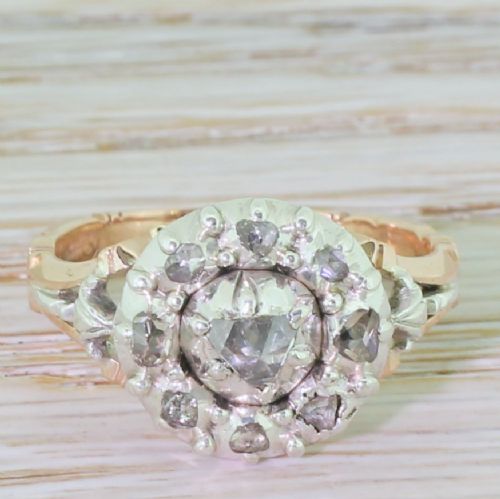 fig 1. Georgian 0.50 Carat Rose Cut Diamond Cluster Ring, circa 1830