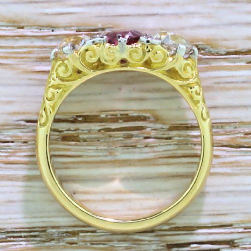 fig 3. Early 20th Century 1.22 Carat Ruby & 1.38 Carat Old Cut Diamond Trilogy Ring, circa 1925
