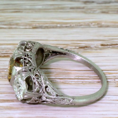 fig 2. Art Deco 2.10 Carat Fancy Intense Yellow & White Diamond Trilogy Ring, circa 1925