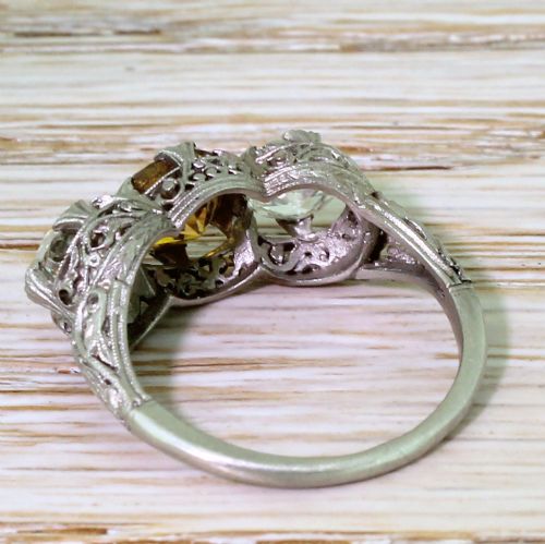 fig 3. Art Deco 2.10 Carat Fancy Intense Yellow & White Diamond Trilogy Ring, circa 1925