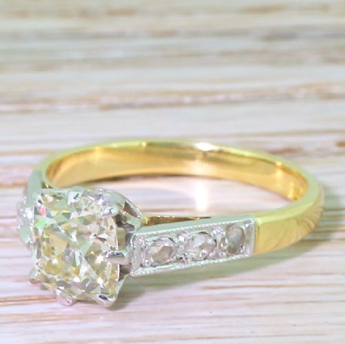 Mid Century 1.60 Carat Old Cut Diamond Engagement Ring, 1950
