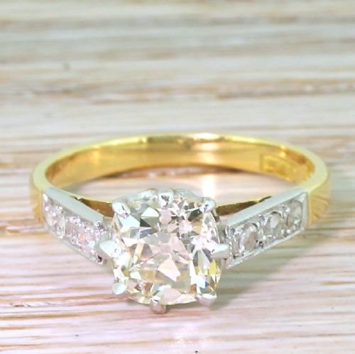 fig 1. Mid Century 1.60 Carat Old Cut Diamond Engagement Ring, 1950
