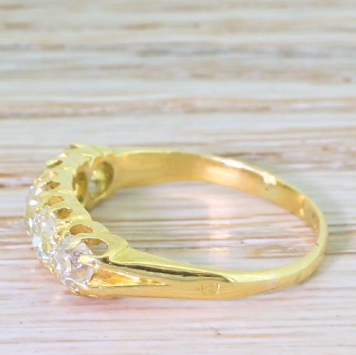 fig 2. Victorian 1.69 Carat Old Cut Diamond Five Stone Ring, dated 1886