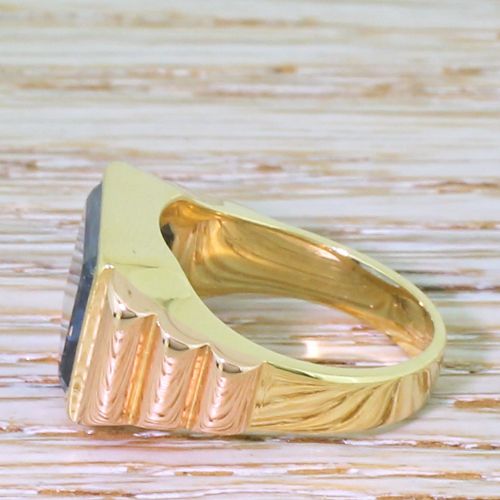 fig 2. Art Deco 5.00 Carat Emerald Cut Natural Sapphire Solitaire Ring, circa 1920