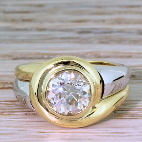 fig 1. Mid Century 2.04 Carat Old European Cut Diamond Solitaire Ring
