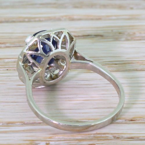 fig 3. Art Deco 3.00 Carat Natural Burmese Sapphire & Diamond Ring, circa 1935