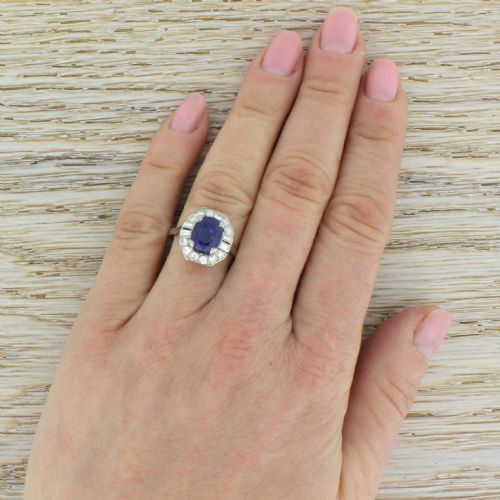 fig 4. Art Deco 3.00 Carat Natural Burmese Sapphire & Diamond Ring, circa 1935