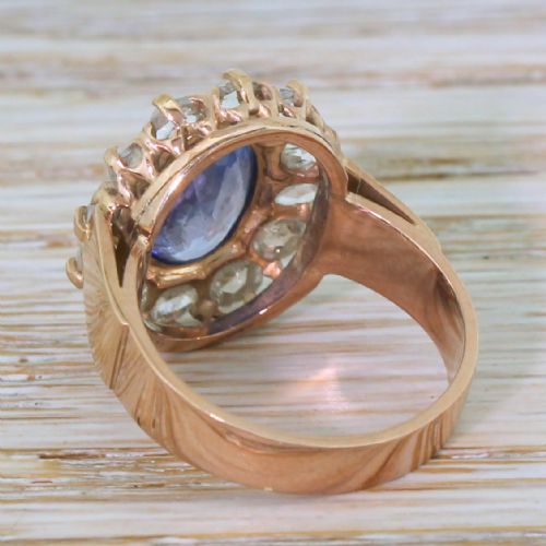 fig 2. Art Deco 3.05 Carat Sapphire & Rose Cut Diamond Ring, circa 1930