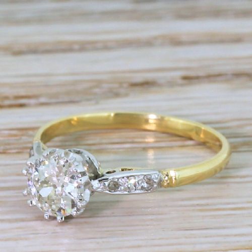 Art Deco 0.60 Carat Old Cut Diamond Engagement Ring, Circa 1940

