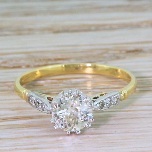 fig 1. Art Deco 0.60 Carat Old Cut Diamond Engagement Ring, circa 1940