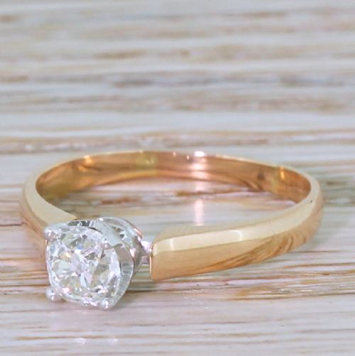 Edwardian 0.79 Carat Old Cut Diamond Engagement Ring, French, Circa 1910
