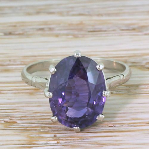 fig 1. Art Deco 5.19 Carat Natural Colour Change Sapphire Solitaire Ring, circa 1920