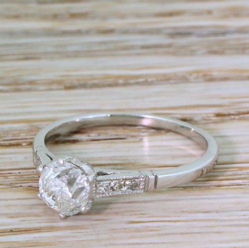 Art Deco 1.01 Carat Old Cut Diamond Engagement Ring, Circa 1920