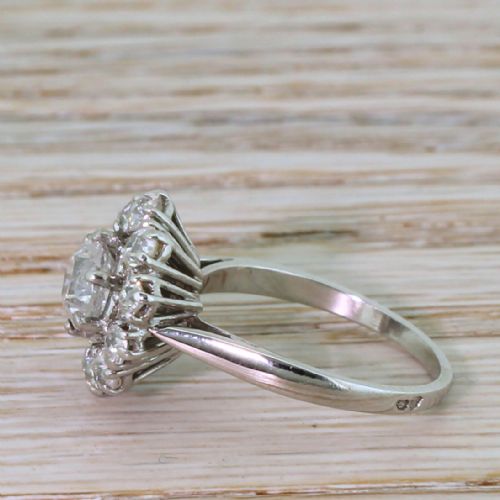 fig 2. Mid Century 2.06 Carat Brilliant & Old Cut Diamond Cluster Ring, circa 1960