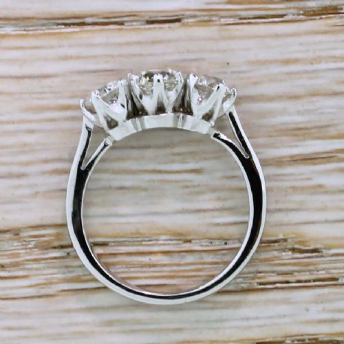 fig 3. 1.38 Carat Old Cut Diamond Trilogy Ring, Platinum