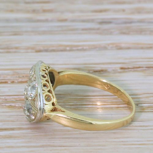 fig 2. Art Deco 1.12 Carat Old Cut Diamond Lateral Cluster Ring, circa 1950