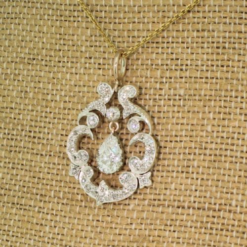 Victorian 3.48 Carat Old Cut Diamond Pear Drop Pendant, Circa 1890
