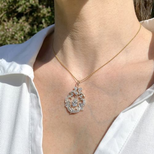 fig 1. Victorian 3.48 Carat Old Cut Diamond Pear Drop Pendant, circa 1890