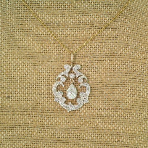 fig 2. Victorian 3.48 Carat Old Cut Diamond Pear Drop Pendant, circa 1890
