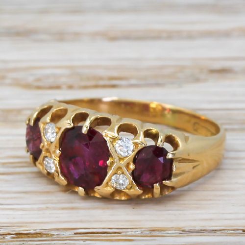 Art Deco 1.10 Carat Natural Ruby Trilogy Ring, Circa 1935